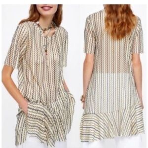 Zara Mesh Sheer Open - Knit Ruffle Cover-up Dress